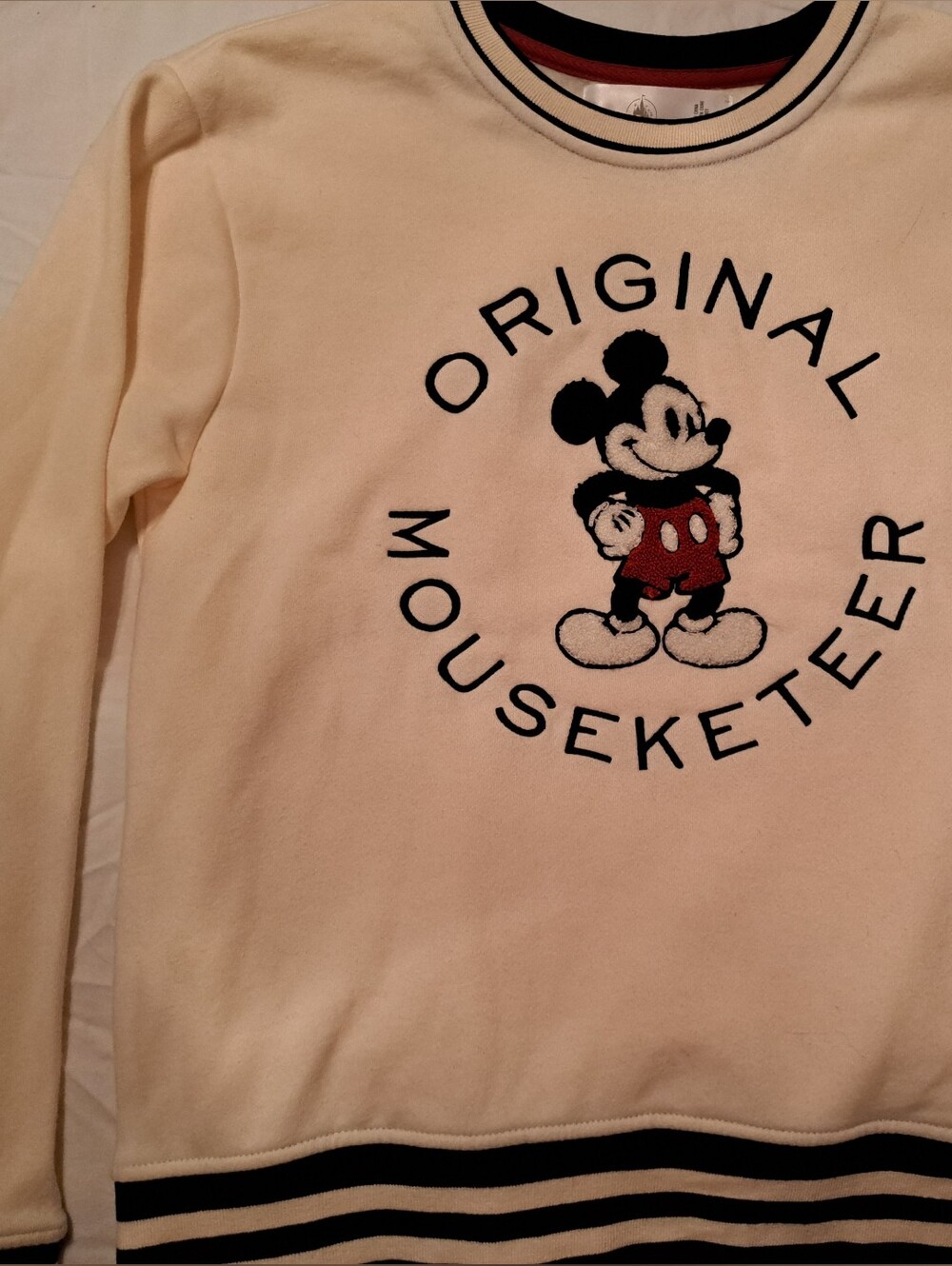 Cream Adult Womens Mickey Mouse Embroidered Sweatshirt - Size: M